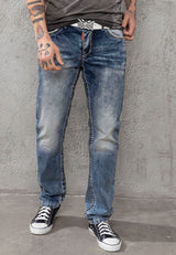 CD148 Jeans rectos de hombres  con costuras de contraste 
