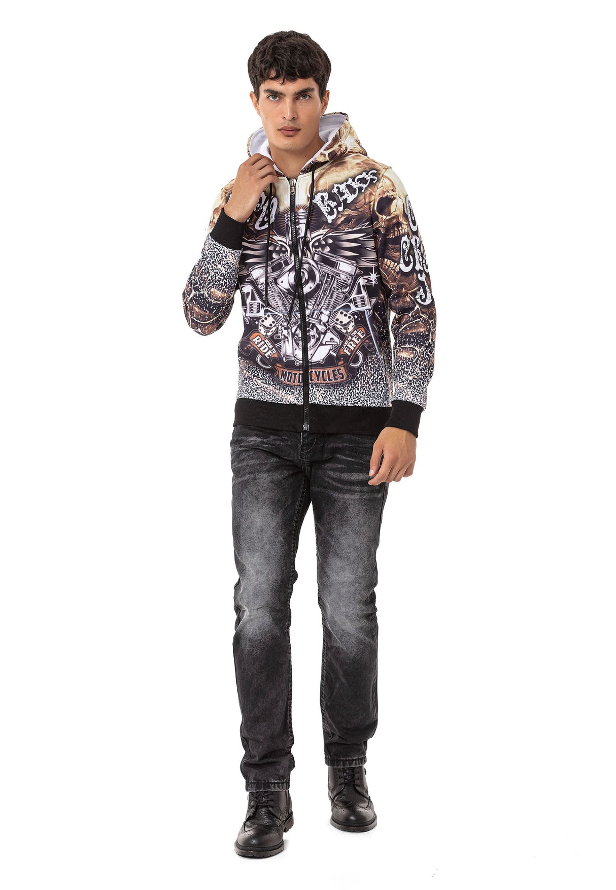 CD148 Jeans rectos de hombres  con costuras de contraste 