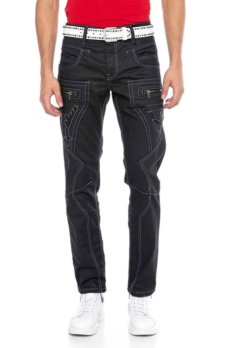 CD193 Men's comfortable jeans with contrasting decorative stitching