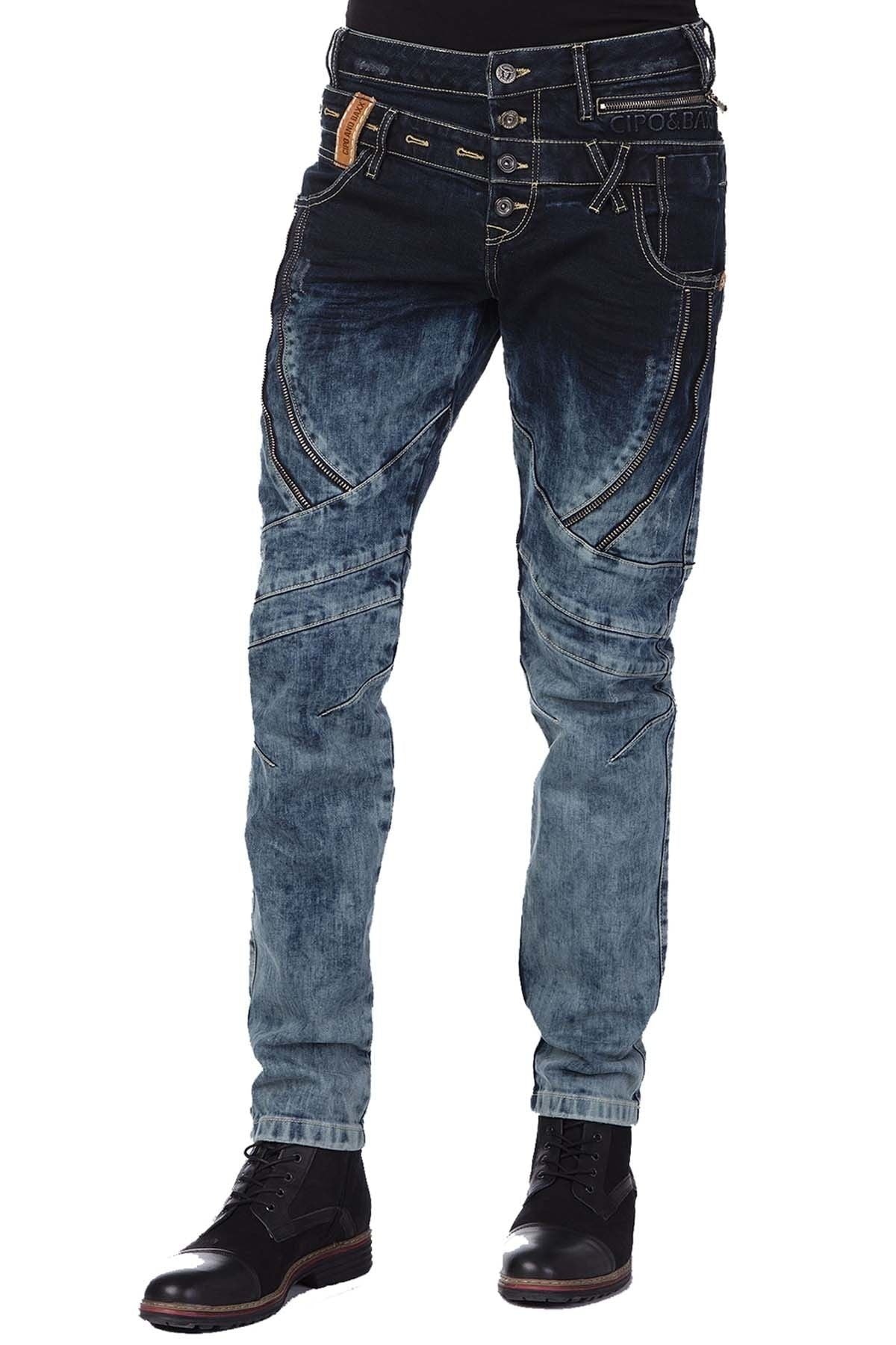 CD244A Jeans cómodos para hombres con un elegante pacto doble