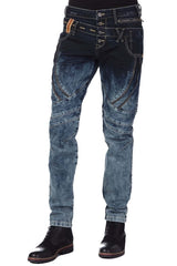 CD244A Jeans cómodos para hombres con un elegante pacto doble