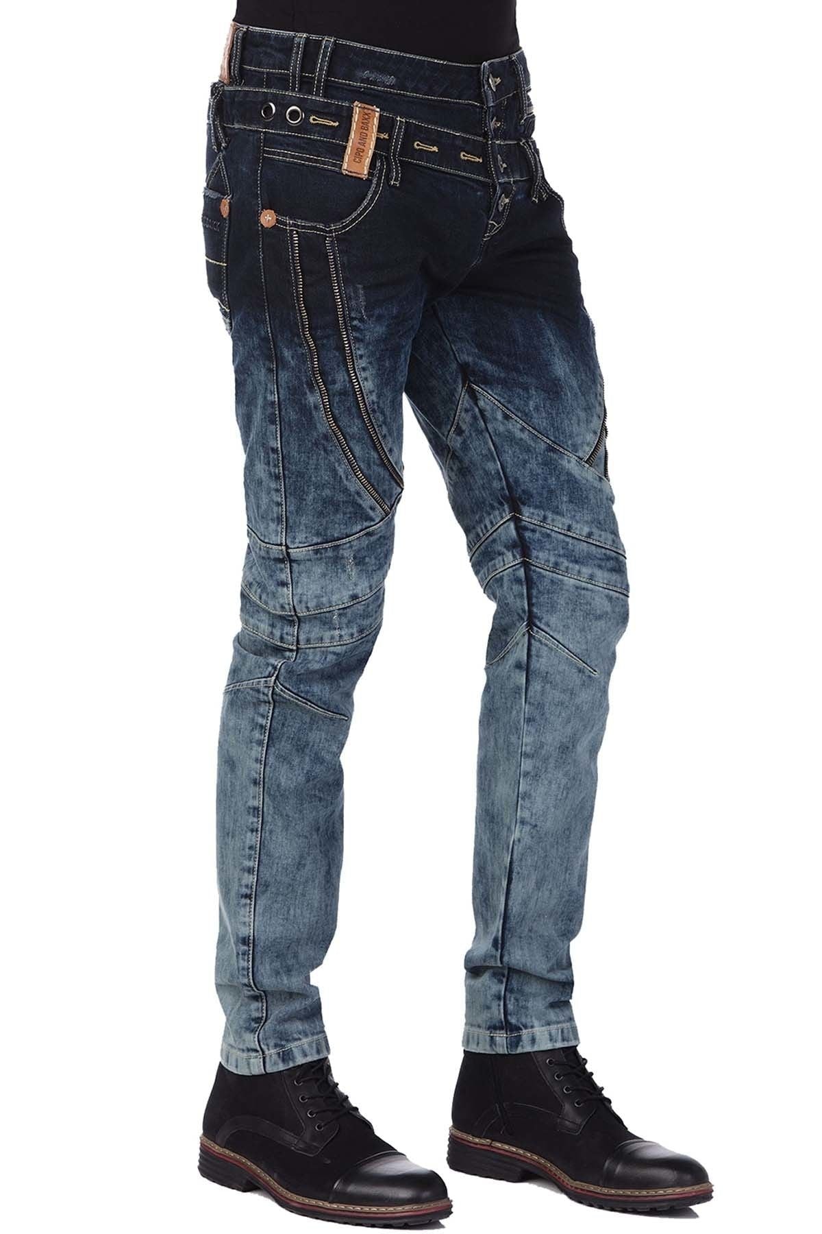 CD244A Jeans cómodos para hombres con un elegante pacto doble