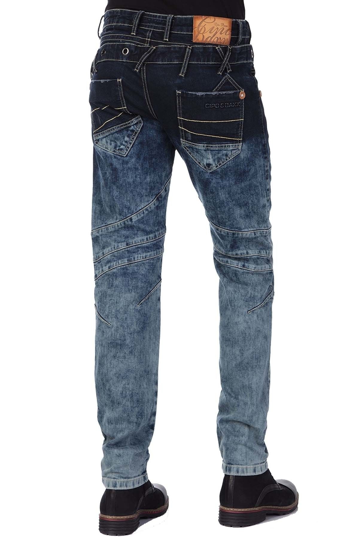 CD244A Jeans cómodos para hombres con un elegante pacto doble
