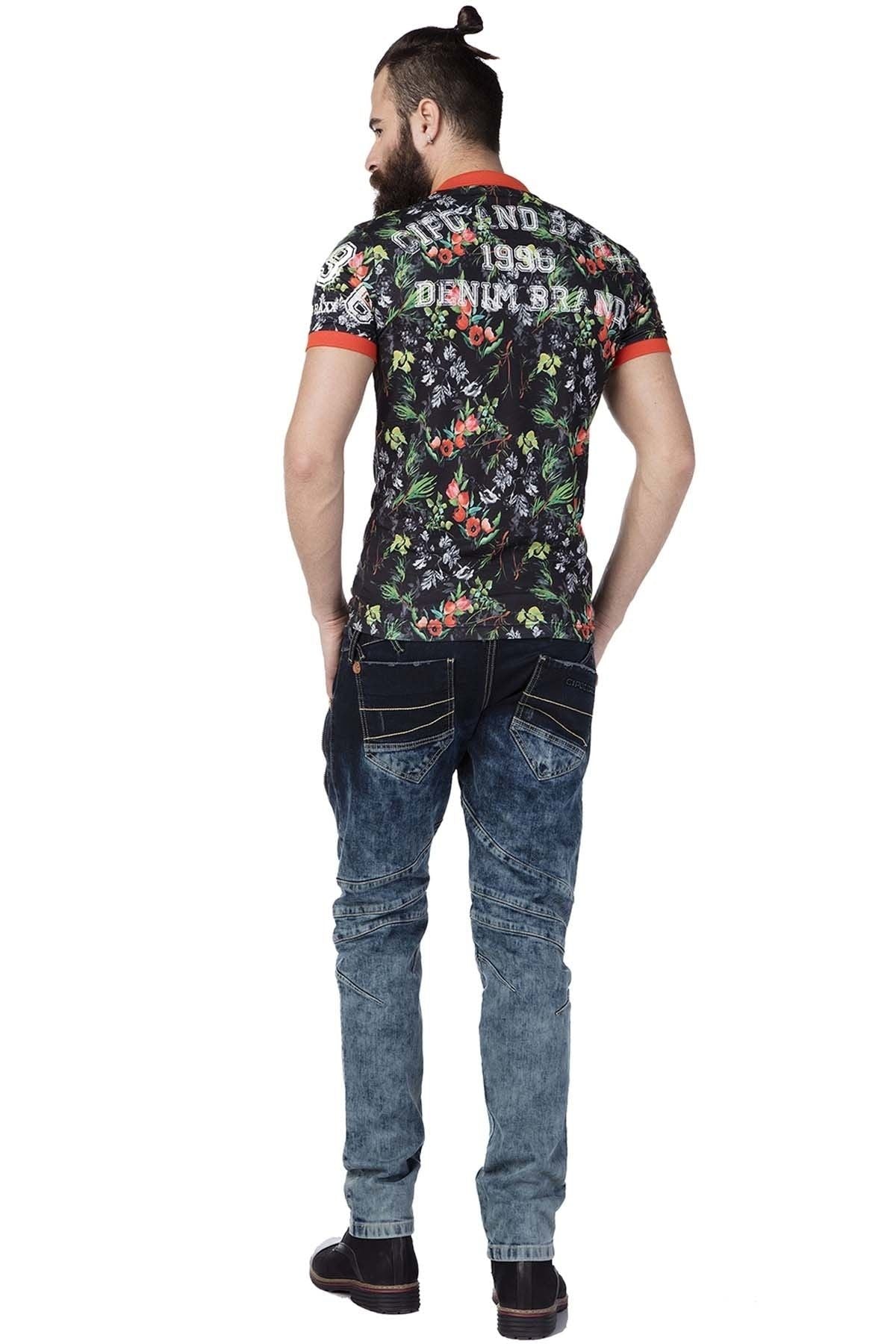CD244A Jeans cómodos para hombres con un elegante pacto doble