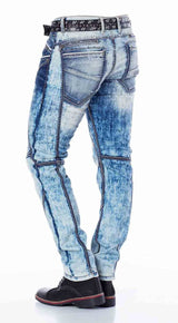 CD269 Men Straight-Jeans met coole wasbeurt en decoratieve stiksels
