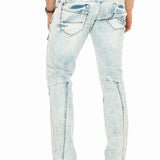 CD272 Men's comfortable jeans with embroidered seams in Straight Fit