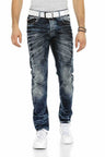 CD286 men's comfortable jeans with cool wash and decorative stitching
