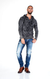 CD287 Jeans confortable pour hommes avec délavage en coupe droite