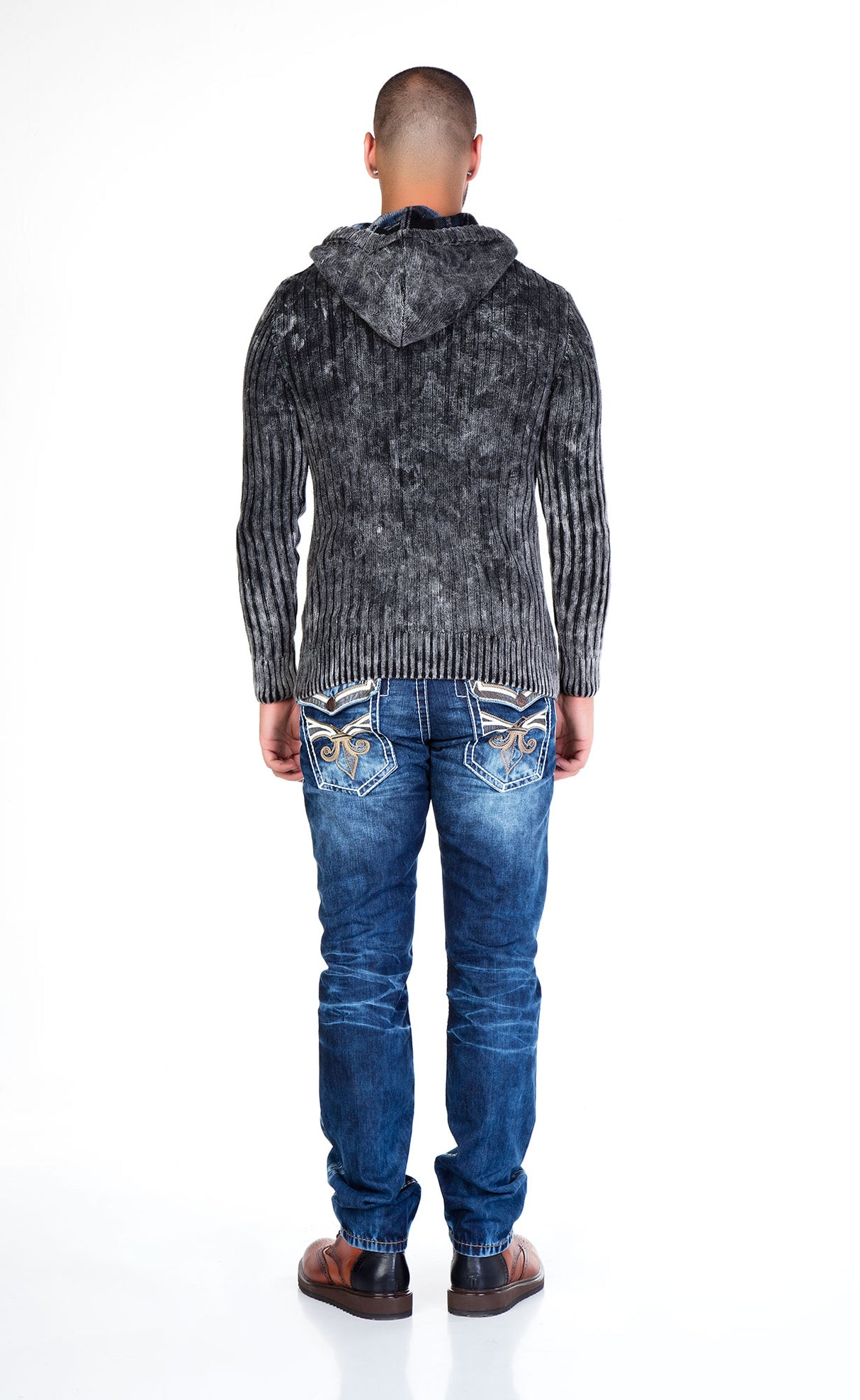 CD287 Jeans confortable pour hommes avec délavage en coupe droite