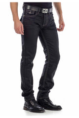 CD295 Herren bequeme Jeans im glänzenden Matt-Look in Straight Fit
