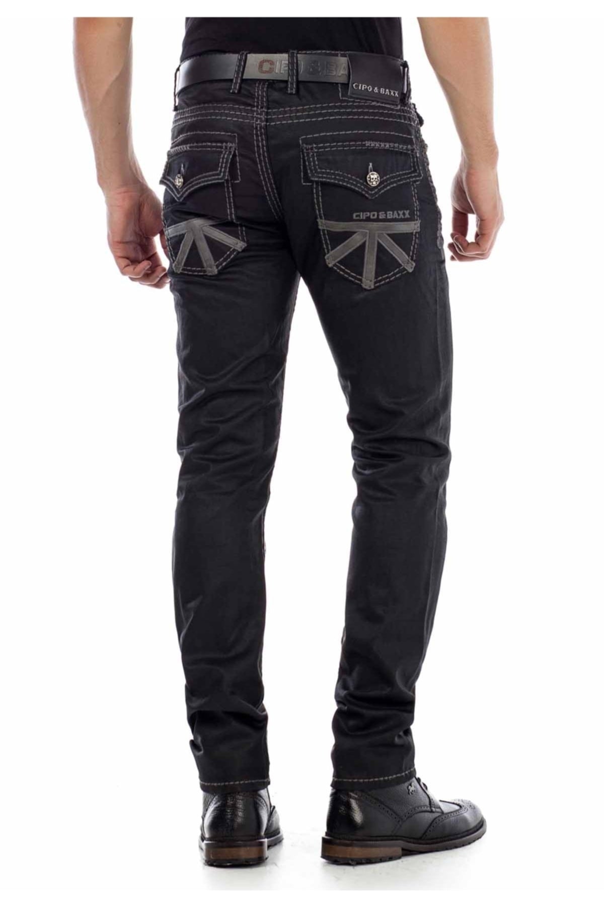 CD295 Herren bequeme Jeans im glänzenden Matt-Look in Straight Fit