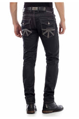 CD295 Herren bequeme Jeans im glänzenden Matt-Look in Straight Fit