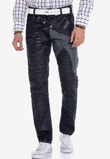 Jeans comodi da uomo CD301 in un look patchwork in fila dritta