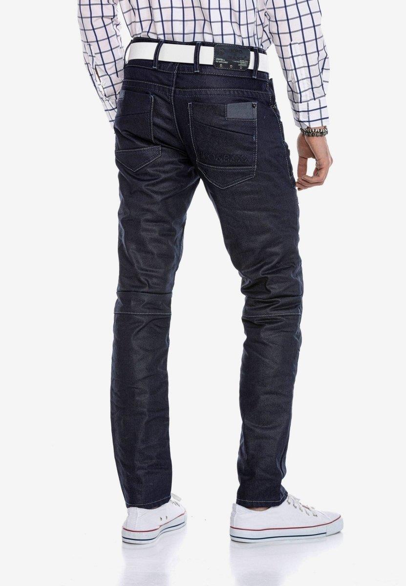 CD301 Comfortabele jeans voor heren in een patchwork -look in rechte pasvorm