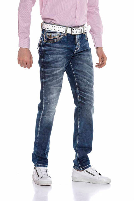 CD305 Jeans confortable pour hommes look mode coupe droite