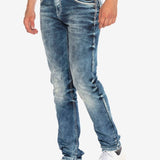 CD314 Jeans confortable pour hommes avec coutures discrètes en coupe droite