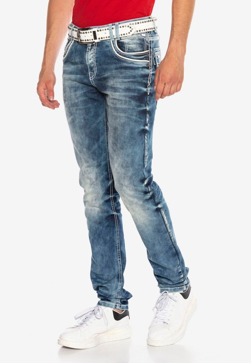 CD314 Jeans cómodos para hombres con costuras sutiles en forma recta