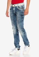 CD314 Jeans cómodos para hombres con costuras sutiles en forma recta