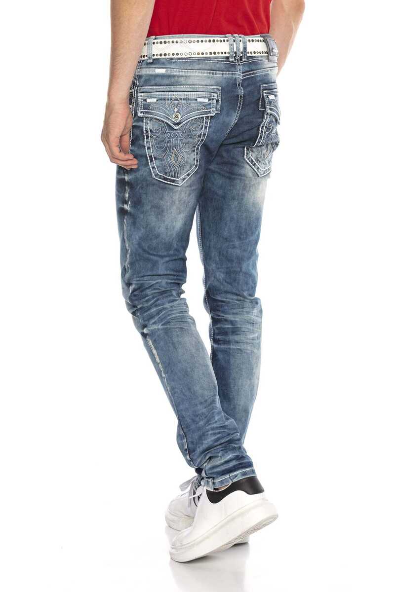 CD314 Jeans cómodos para hombres con costuras sutiles en forma recta