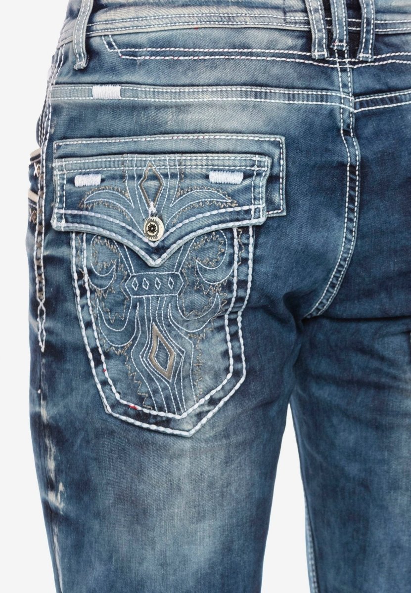 CD314 Jeans cómodos para hombres con costuras sutiles en forma recta