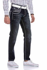 CD324 Herren bequeme Jeans mit besonderen Ziernähten