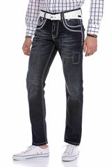 CD324 Herren bequeme Jeans mit besonderen Ziernähten