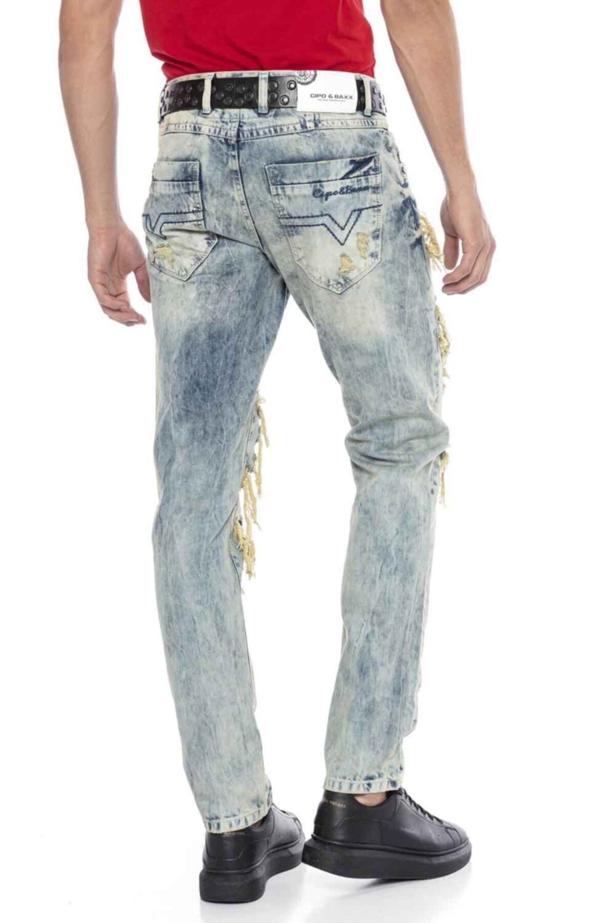 CD337 men's comfortable jeans with destroyed elements