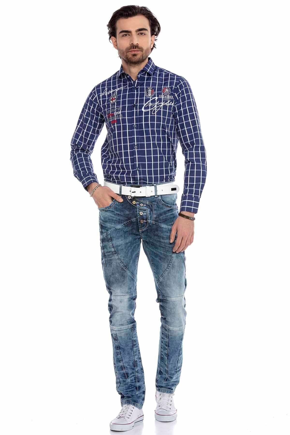 CD346 men's comfortable jeans with a casual washing
