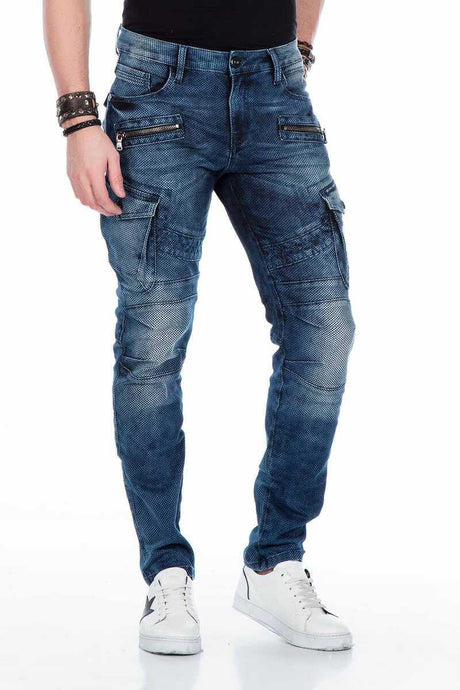 CD369 Herren Röhrenjeans mit coolen Applikationen