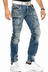 CD391 men's comfortable jeans with contrast seams and side pockets