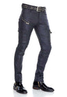 CD405 Comfortabele jeans voor heren met coole decoratieve zipes in rechte pasvorm
