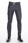 CD405 Comfortabele jeans voor heren met coole decoratieve zipes in rechte pasvorm