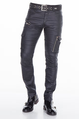 CD405 Comfortabele jeans voor heren met coole decoratieve zipes in rechte pasvorm