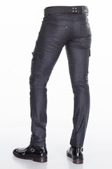 CD405 Comfortabele jeans voor heren met coole decoratieve zipes in rechte pasvorm