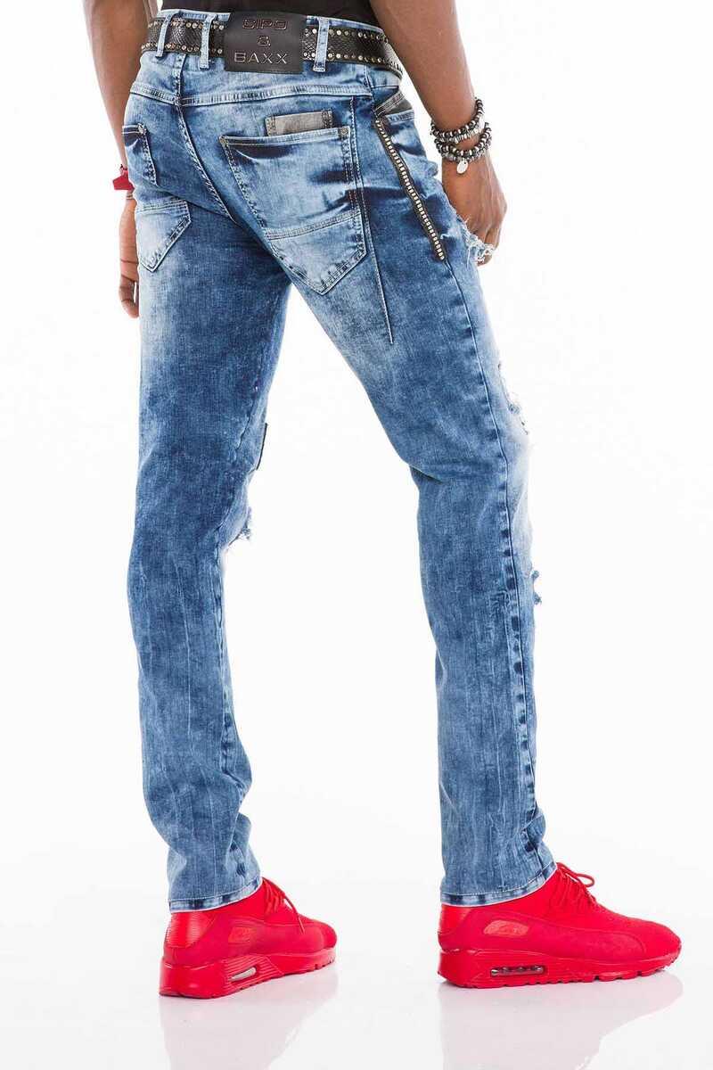 CD408 Jeans confortable pour hommes avec écussons tapered