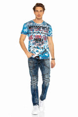 CD418 Herren bequeme Jeans mit trendigen Ziernähten in Straight-Fit