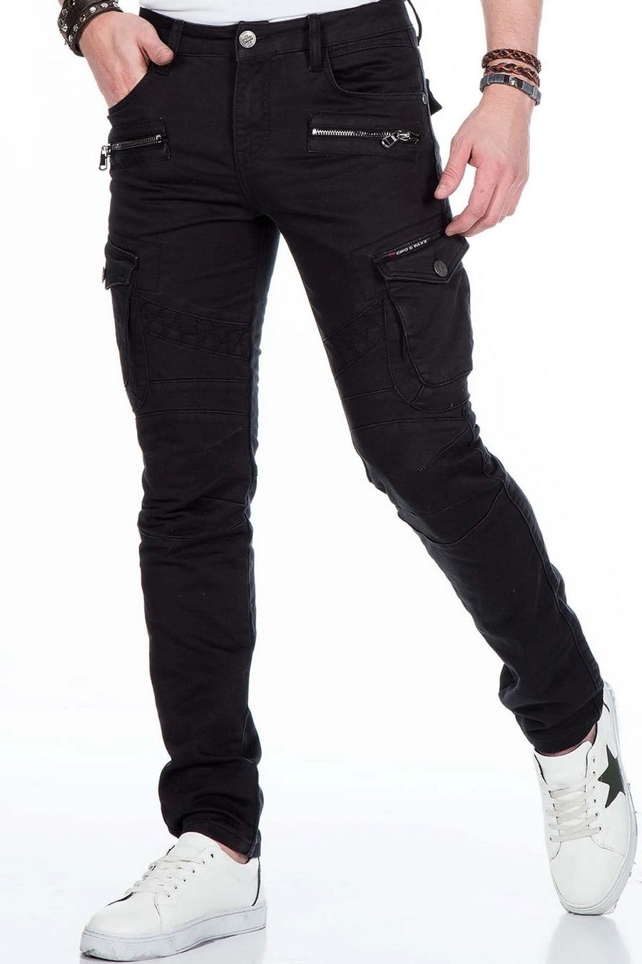 CD424 Heren Cargobroek in trendy Biker-Stijl
