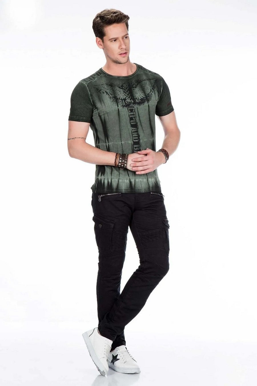 CD424 Heren Cargobroek in trendy Biker-Stijl