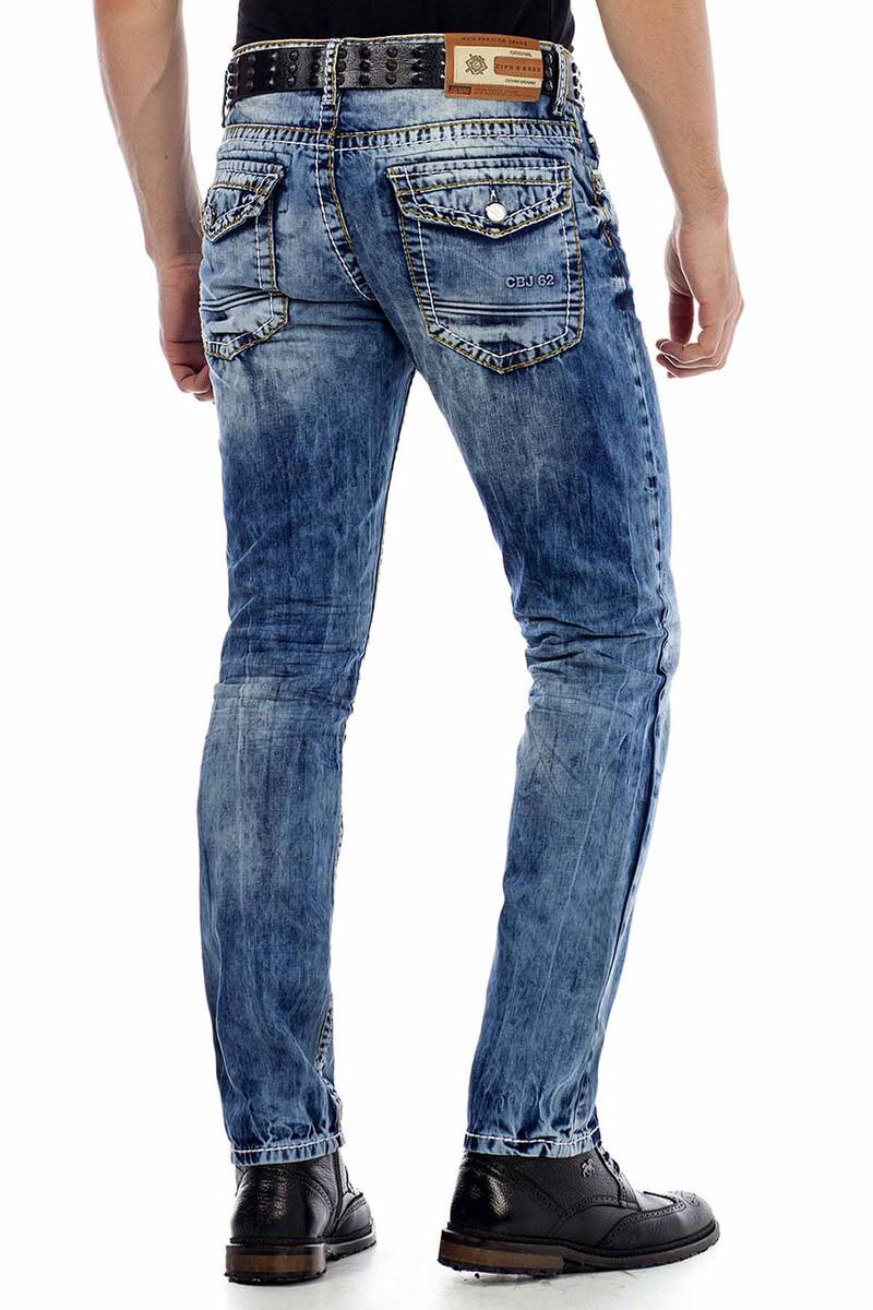 CD434 Heren Slim-Fit Jeans met Knoopzakken in Regular Fit