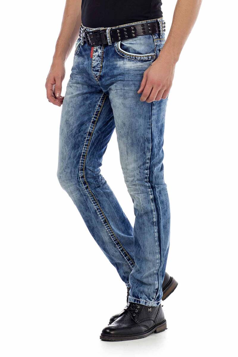 CD434 Jeans slim pour hommes avec poches à boutons Regular Fit