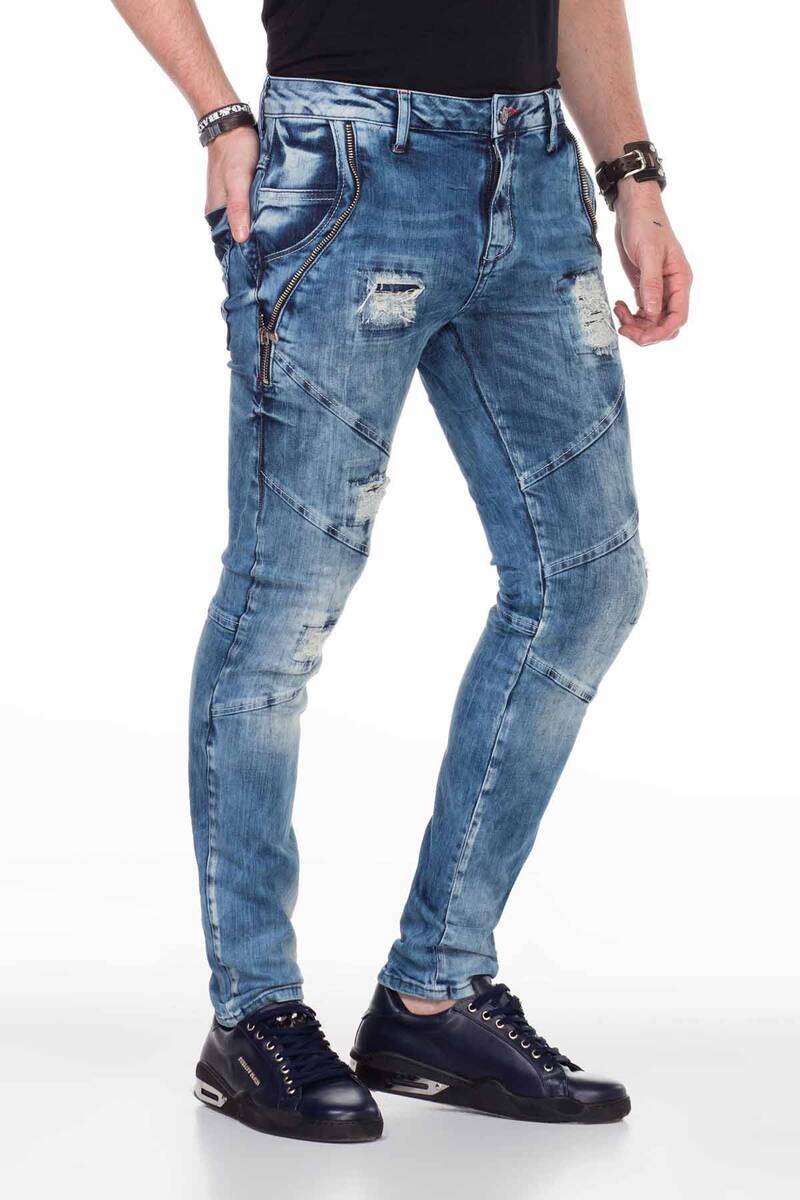CD436 Heren comfortabele jeans met coole vernietigde elementen