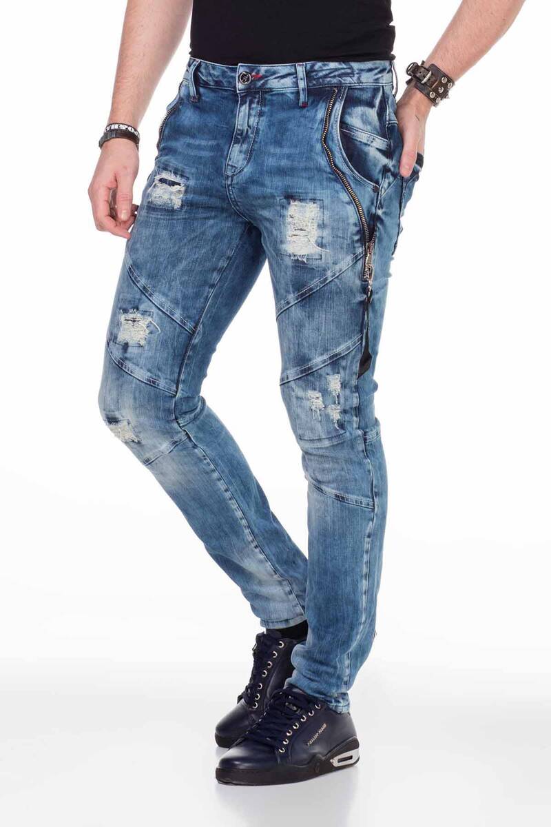 CD436 Jeans cómodos para hombres con elementos fríos destruidos