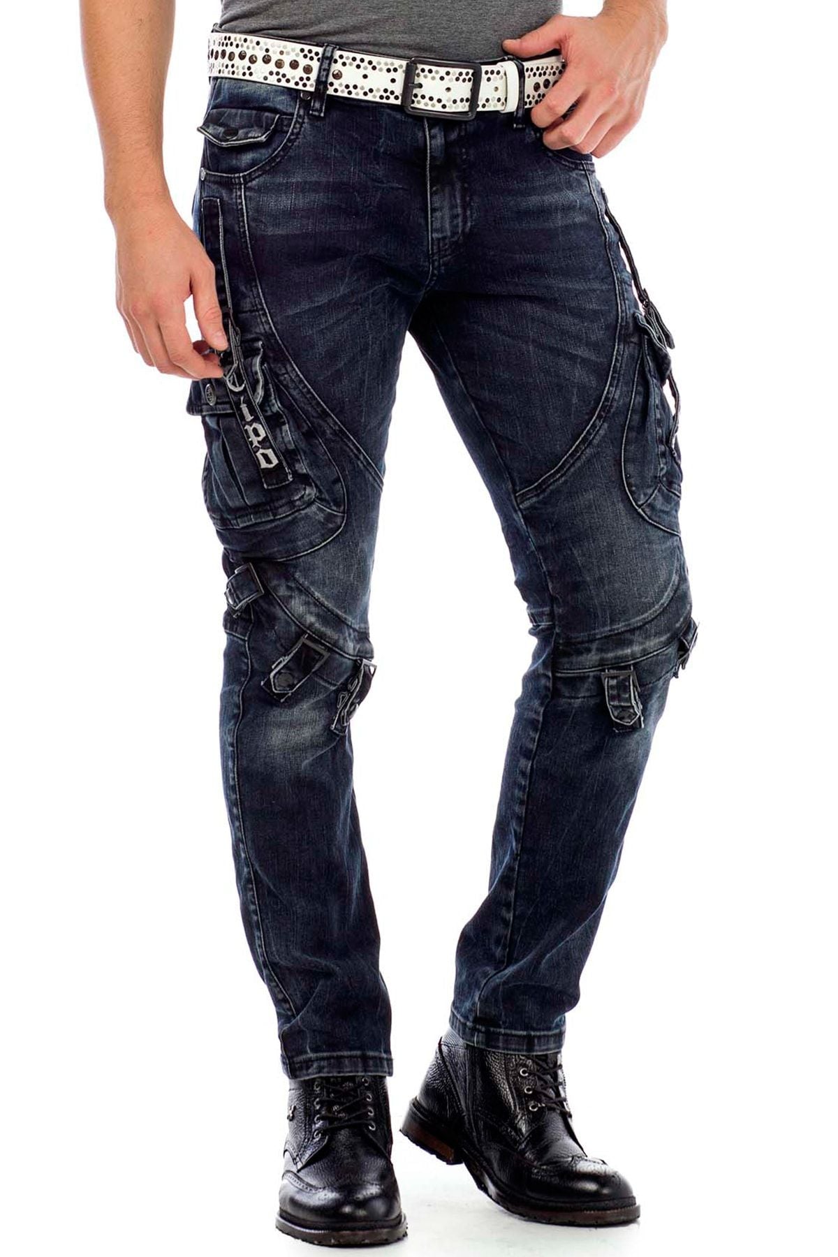 CD440 Mężczyźni Slim-Fit-Jeans z zablokowaniem klamrów w prostym dopasowaniu