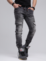 Jeans delgados de hombres CD446 con puños elásticos en el dobladillo