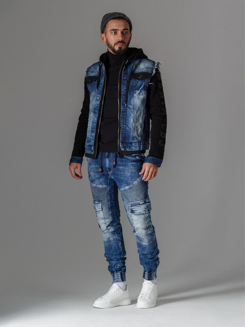 Jeans delgados de hombres CD446 con puños elásticos en el dobladillo