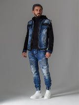 Jeans delgados de hombres CD446 con puños elásticos en el dobladillo