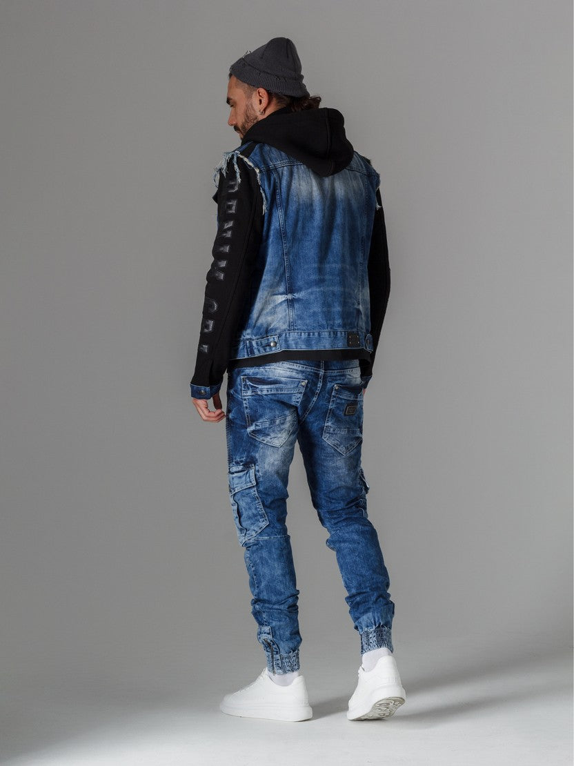Jeans delgados de hombres CD446 con puños elásticos en el dobladillo