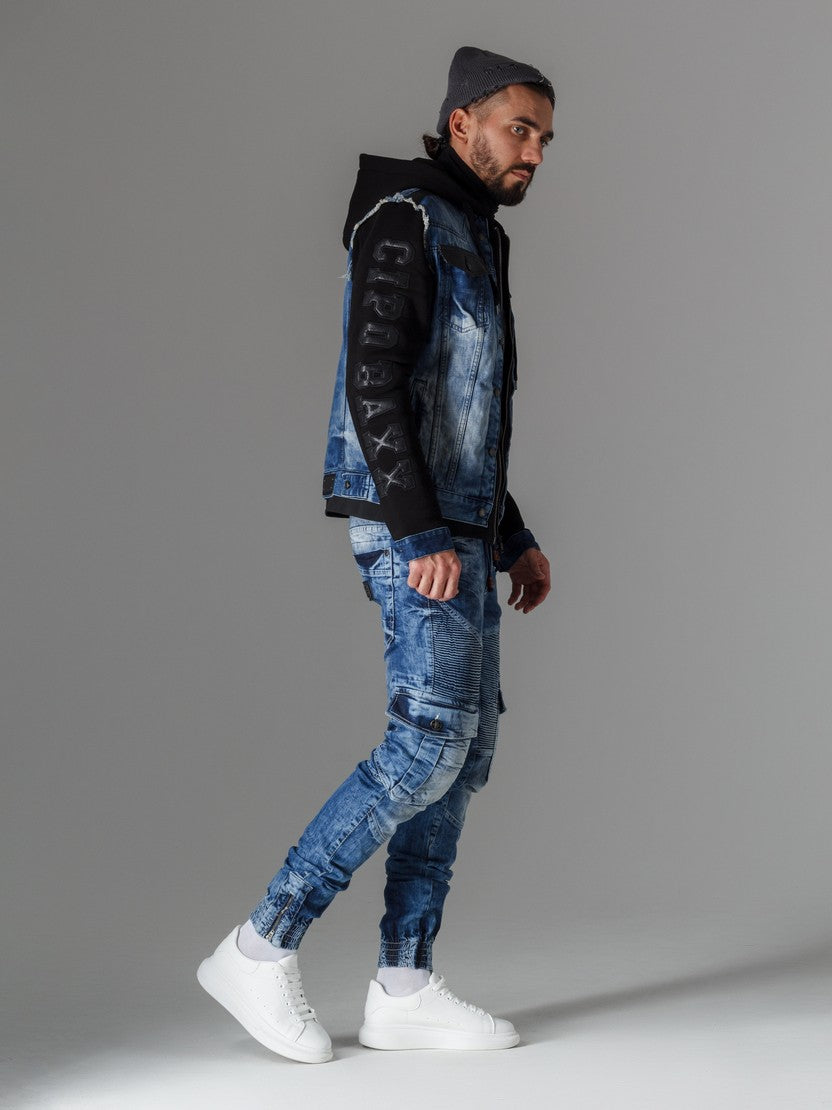 Jeans delgados de hombres CD446 con puños elásticos en el dobladillo