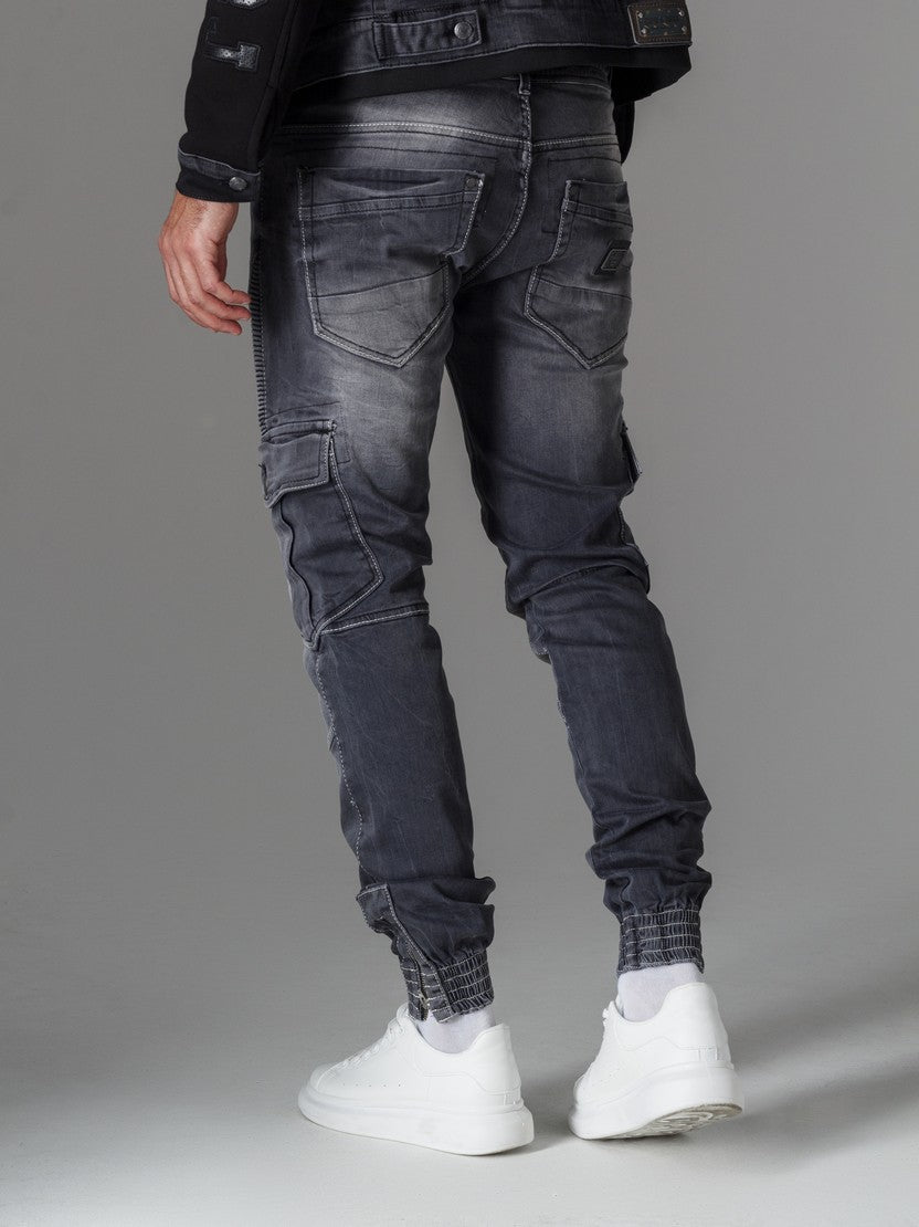 Jeans delgados de hombres CD446 con puños elásticos en el dobladillo