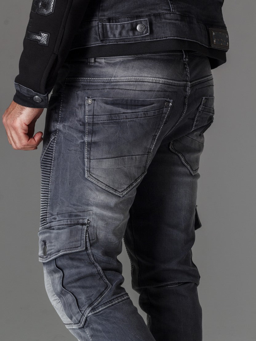 Jeans delgados de hombres CD446 con puños elásticos en el dobladillo